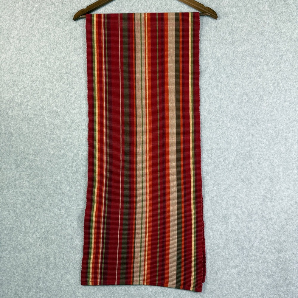 Table Runner 13x68 Red Multicolor Textured  Rib Weaved Striped Ribbed Woven